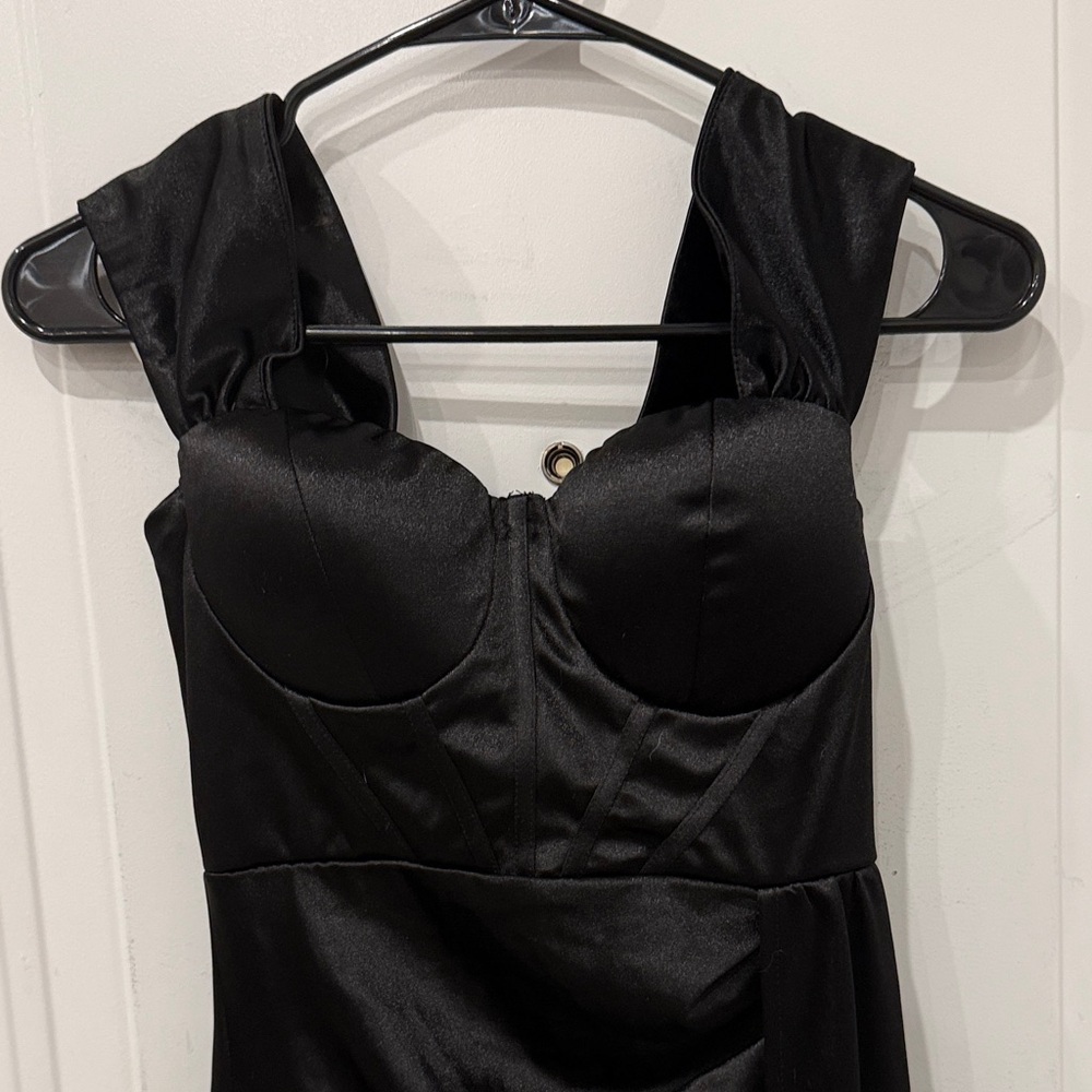 Elegant Black Satin evening gown